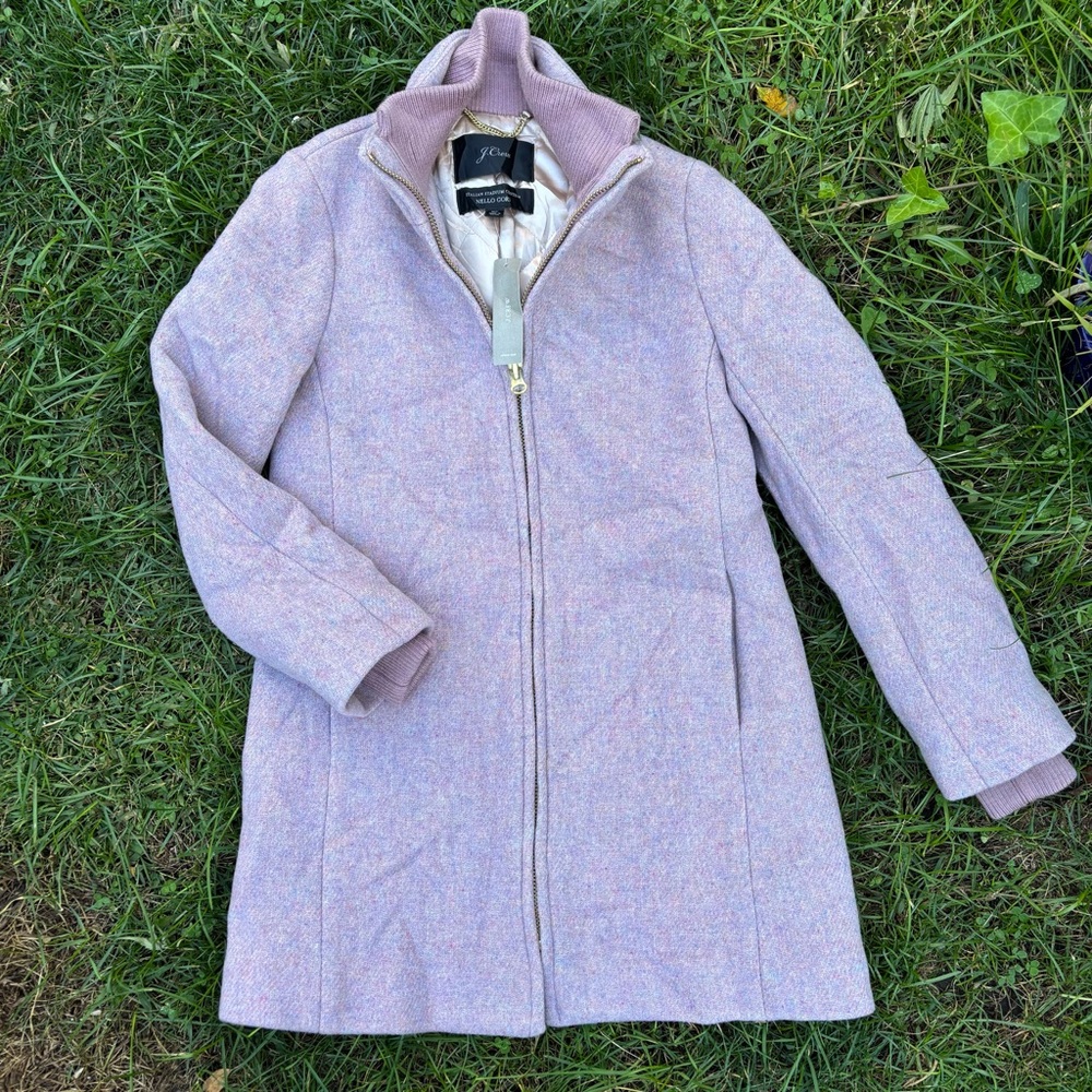 J.Crew Lodge Coat Italian Stadium-Cloth Wool Heather Cotton Candy 0P petite